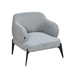 كرسي مفرد فخم قماش بوكليه مودرن بأرجل معدنية رمادي