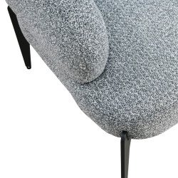كرسي مفرد فخم قماش بوكليه مودرن بأرجل معدنية رمادي