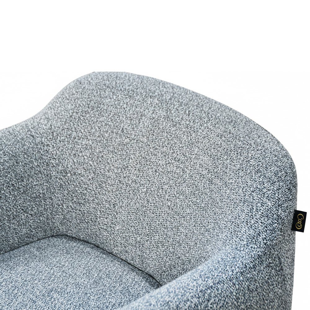 كرسي مفرد فخم قماش بوكليه مودرن بأرجل معدنية رمادي