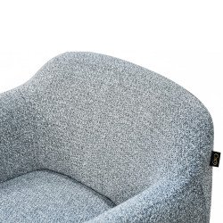 كرسي مفرد فخم قماش بوكليه مودرن بأرجل معدنية رمادي