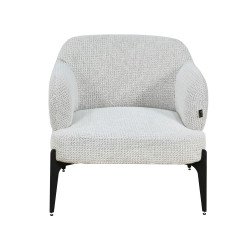 كرسي مفرد فخم قماش بوكليه مودرن بأرجل معدنية بيج