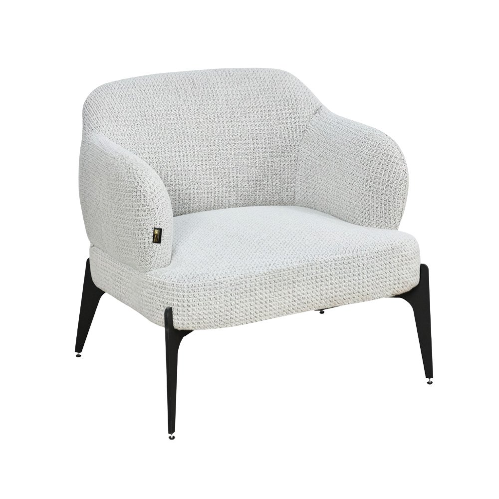 كرسي مفرد فخم قماش بوكليه مودرن بأرجل معدنية بيج