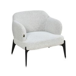 كرسي مفرد فخم قماش بوكليه مودرن بأرجل معدنية بيج