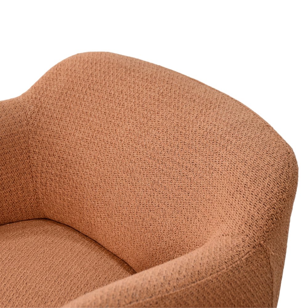 كرسي مفرد فخم قماش بوكليه مودرن بأرجل معدنية برتقالي