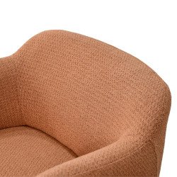 كرسي مفرد فخم قماش بوكليه مودرن بأرجل معدنية برتقالي