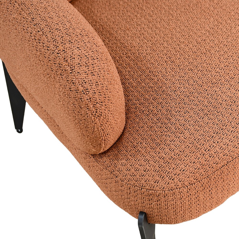 كرسي مفرد فخم قماش بوكليه مودرن بأرجل معدنية برتقالي