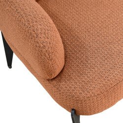 كرسي مفرد فخم قماش بوكليه مودرن بأرجل معدنية برتقالي