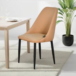 كرسي مفرد مودرن جلد مع أرجل معدنية برتقالي