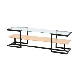 وحدة تلفاز مودرن سطح زجاجي ورف خشبي 160 سم