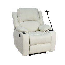 كرسي استرخاء فاخر قماش بحامل جوال اوف وايت