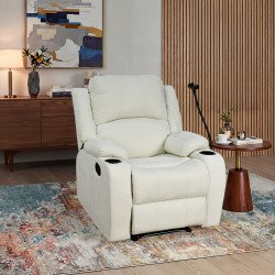 كرسي استرخاء فاخر قماش بحامل جوال اوف وايت