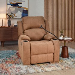 كرسي استرخاء فاخر قماش بحامل جوال بني