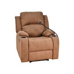 كرسي استرخاء فاخر قماش بحامل جوال بني