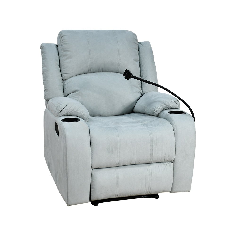 كرسي استرخاء فاخر قماش بحامل جوال رمادي