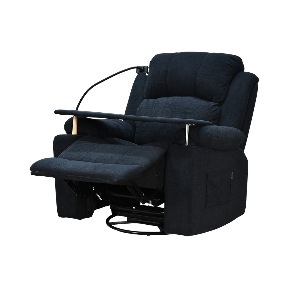 كرسي استرخاء مودرن هزار دوار بحامل جوال مع طاولة أسود