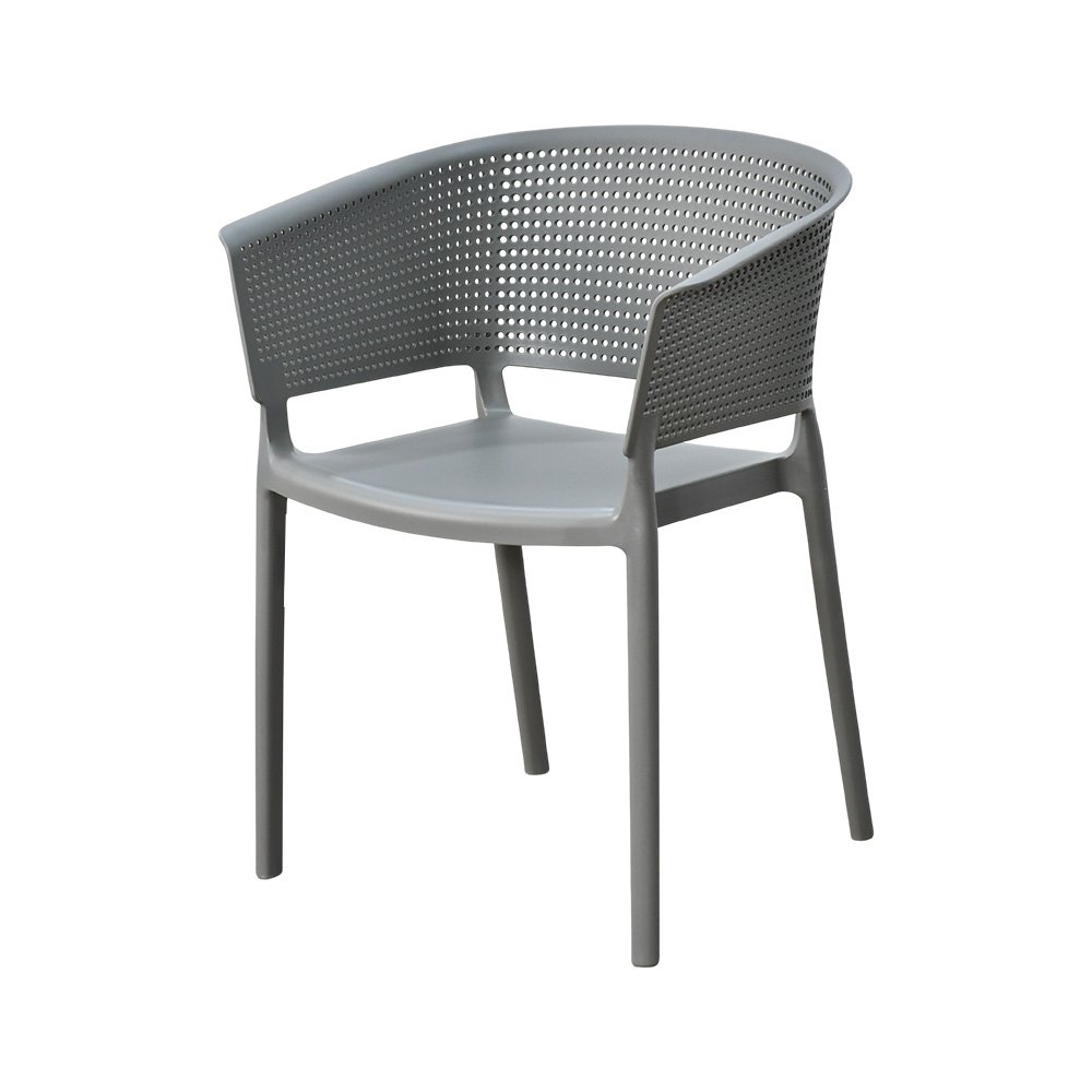 كرسي مفرد خارجي بلاستيك عملي رمادي