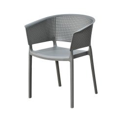 كرسي مفرد خارجي بلاستيك عملي رمادي