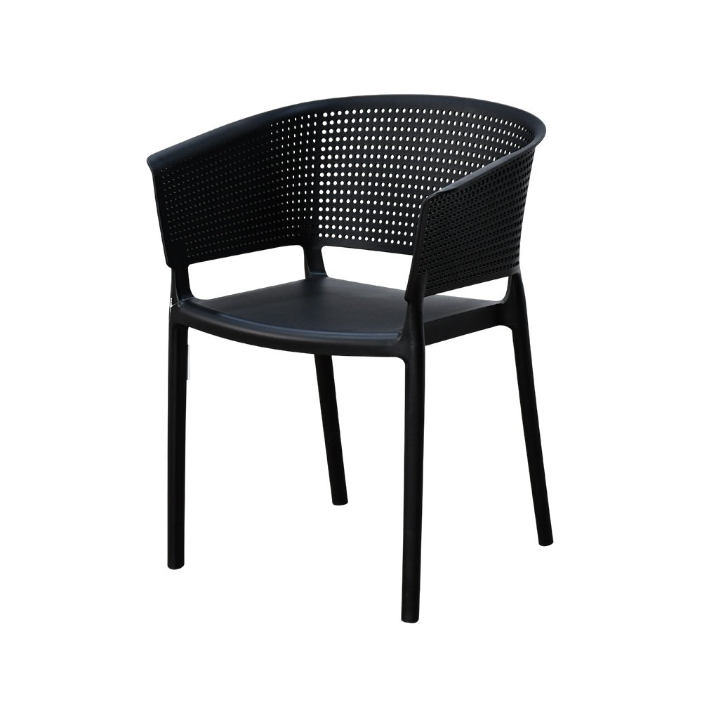 كرسي مفرد خارجي بلاستيك عملي أسود