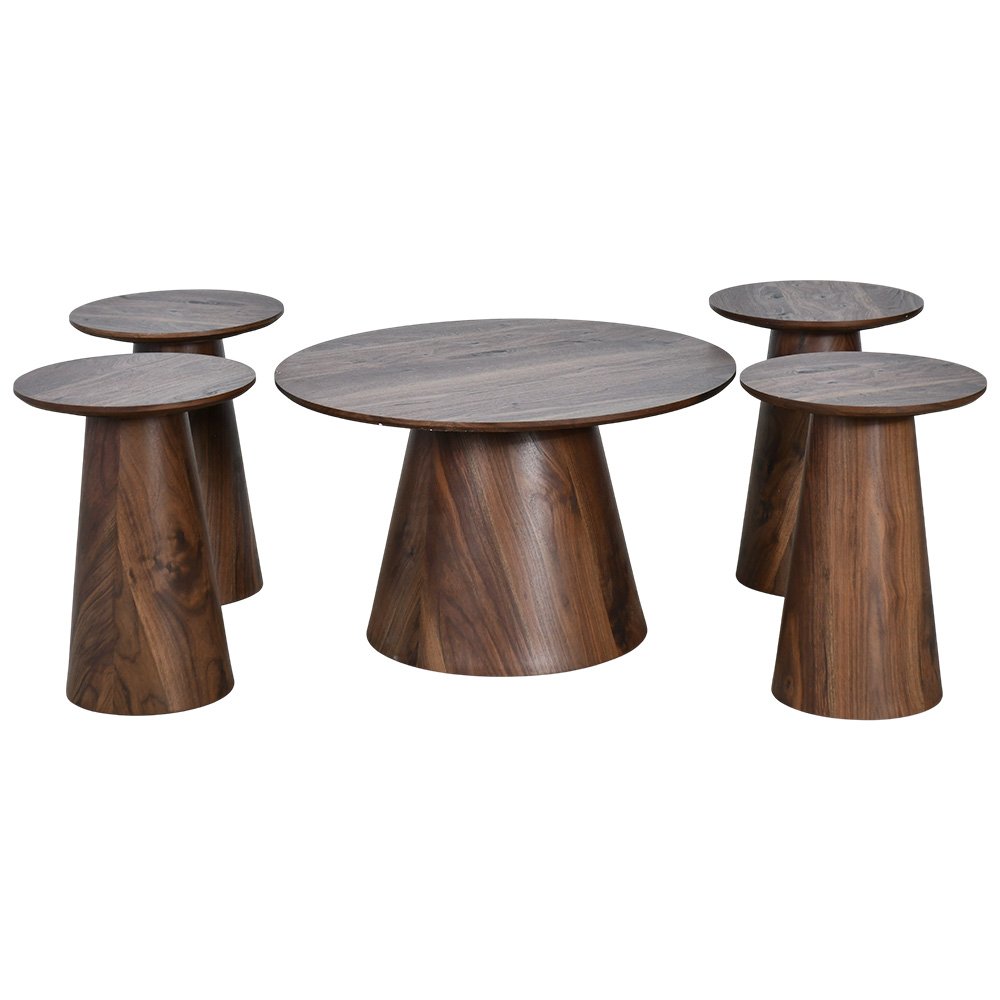 طقم طاولات خدمة 5 قطع خشبي بني طقم طاولات خدمة 5 قطع خشبي بني