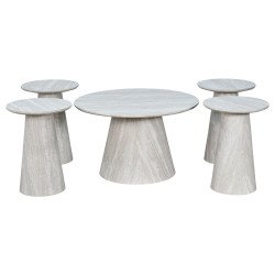 طقم طاولات خدمة 5 قطع خشبي رمادي