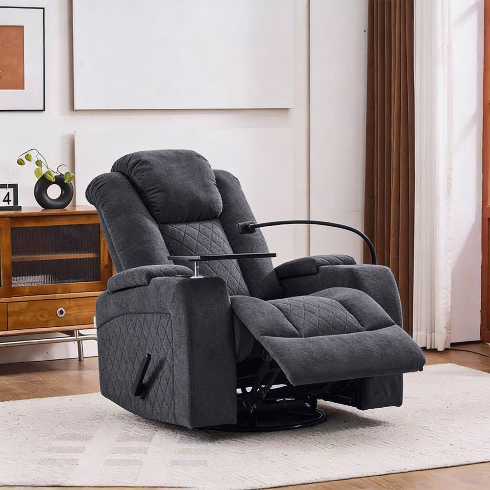 كرسي استرخاء هزار دوار بحامل جوال مع رف طاولة