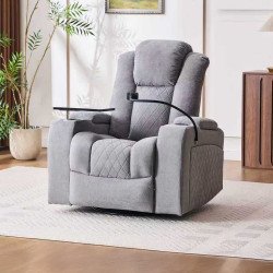 كرسي استرخاء هزار دوار بحامل جوال مع رف طاولة رمادي