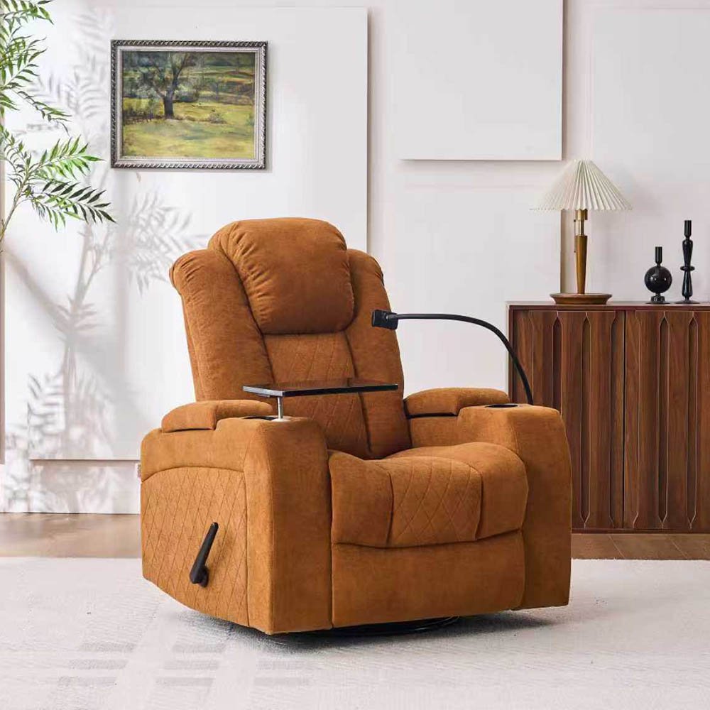 كرسي استرخاء هزار دوار بحامل جوال مع رف طاولة برتقالي كرسي استرخاء هزار دوار بحامل جوال مع رف طاولة برتقالي