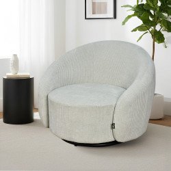 كرسي استرخاء مودرن دوار قماشي بيج