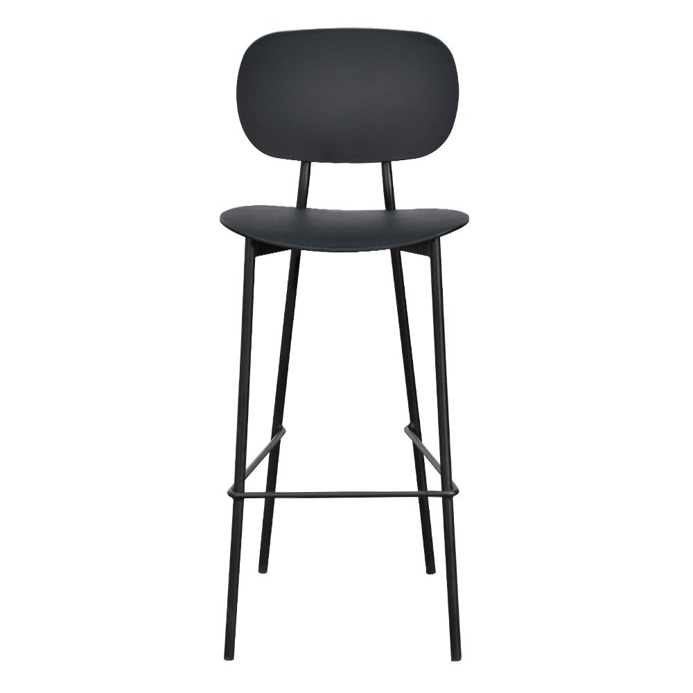كرسي بار بلاسيتك بأرجل معدنية أسود