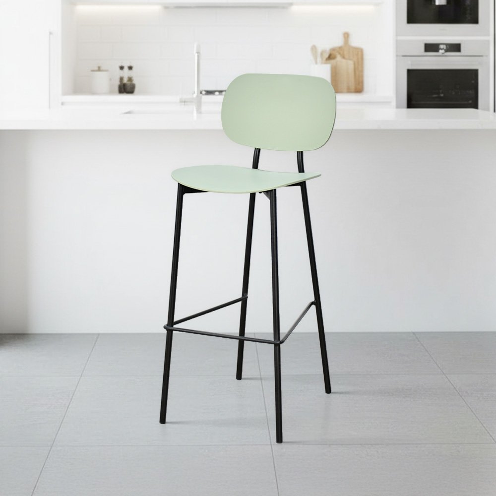 كرسي بار بلاسيتك بأرجل معدنية مينت جرين