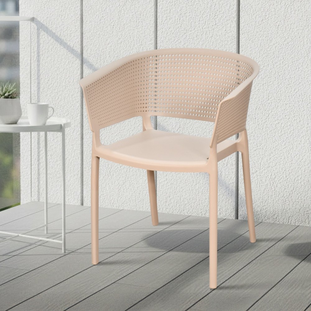 كرسي مفرد خارجي بلاستيك عملي بيج كرسي مفرد خارجي بلاستيك عملي بيج