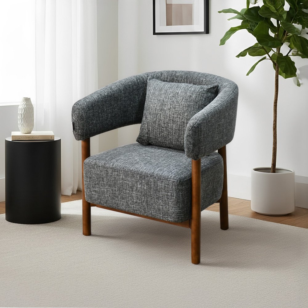 كرسي مفرد فخم قماش بهيكل خشبي مودرن