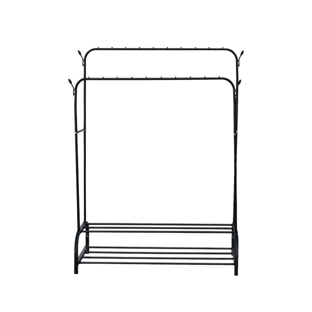 علاقة ملابس معدنية مودرن بأرفف تخزين أسود 110 سم علاقة ملابس معدنية مودرن بأرفف تخزين أسود 110 سم