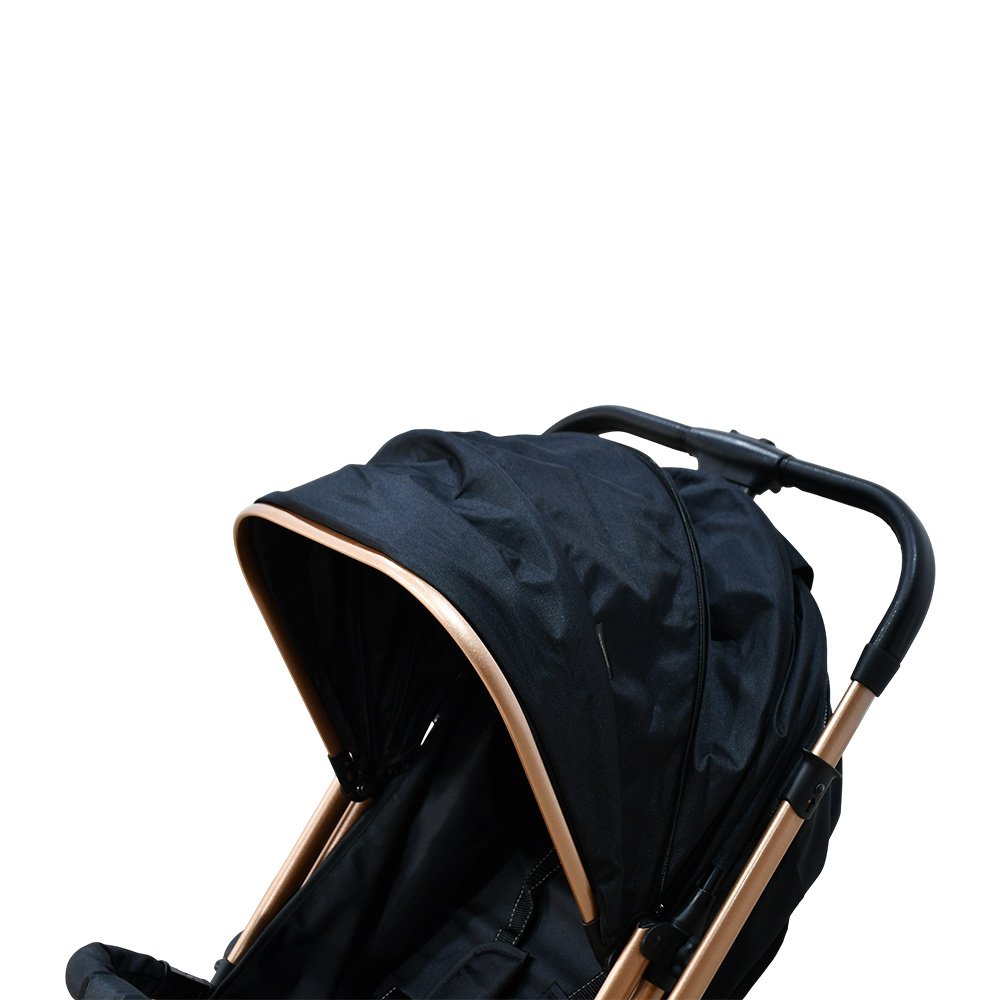 عربة أطفال قابلة للطي قماش بهيكل معدني أسود