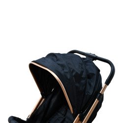 عربة أطفال قابلة للطي قماش بهيكل معدني أسود