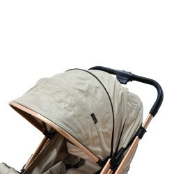 عربة أطفال قابلة للطي قماش بهيكل معدني كافيه