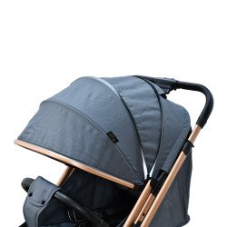 عربة أطفال قابلة للطي قماش بهيكل معدني رمادي غامق