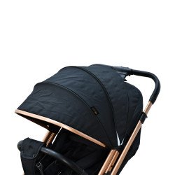 عربة أطفال قابلة للطي قماش بهيكل معدني أسود