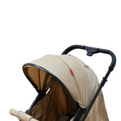 عربة أطفال قابلة للطي قماش بهيكل معدني كافيه