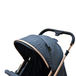 عربة أطفال قابلة للطي قماش بهيكل معدني رمادي