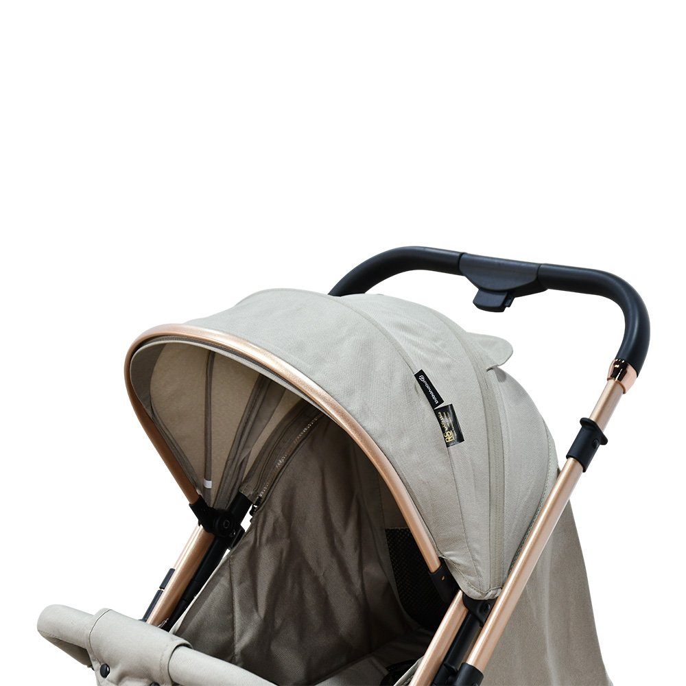 عربة أطفال قابلة للطي قماش بهيكل معدني كافيه