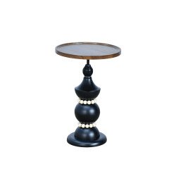 طاولة خدمة مفردة خشب بقاعدة معدنية بني