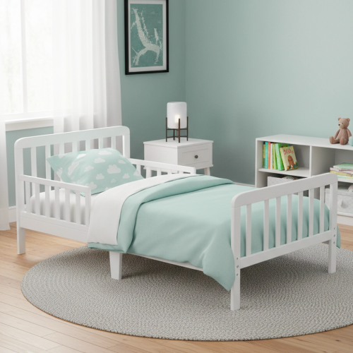 سرير أطفال حواجز ابيض 75×135 سم