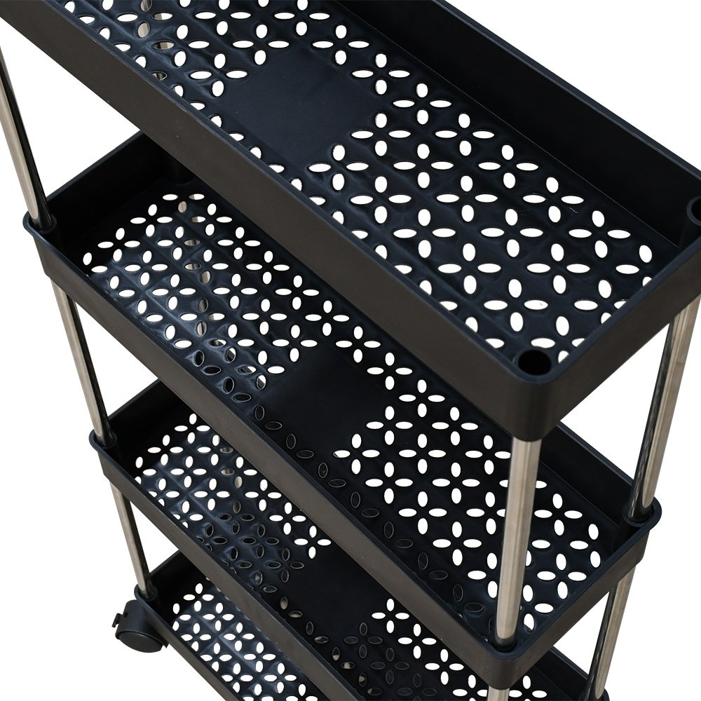 وحدة رفوف تخزين متحركة 4 أدوار أسود وحدة رفوف تخزين متحركة 4 أدوار أسود