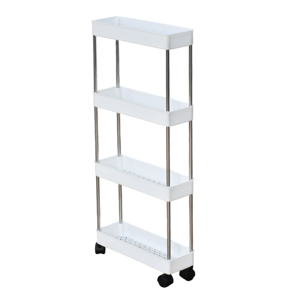 وحدة رفوف تخزين متحركة 4 أدوار أبيض وحدة رفوف تخزين متحركة 4 أدوار أبيض