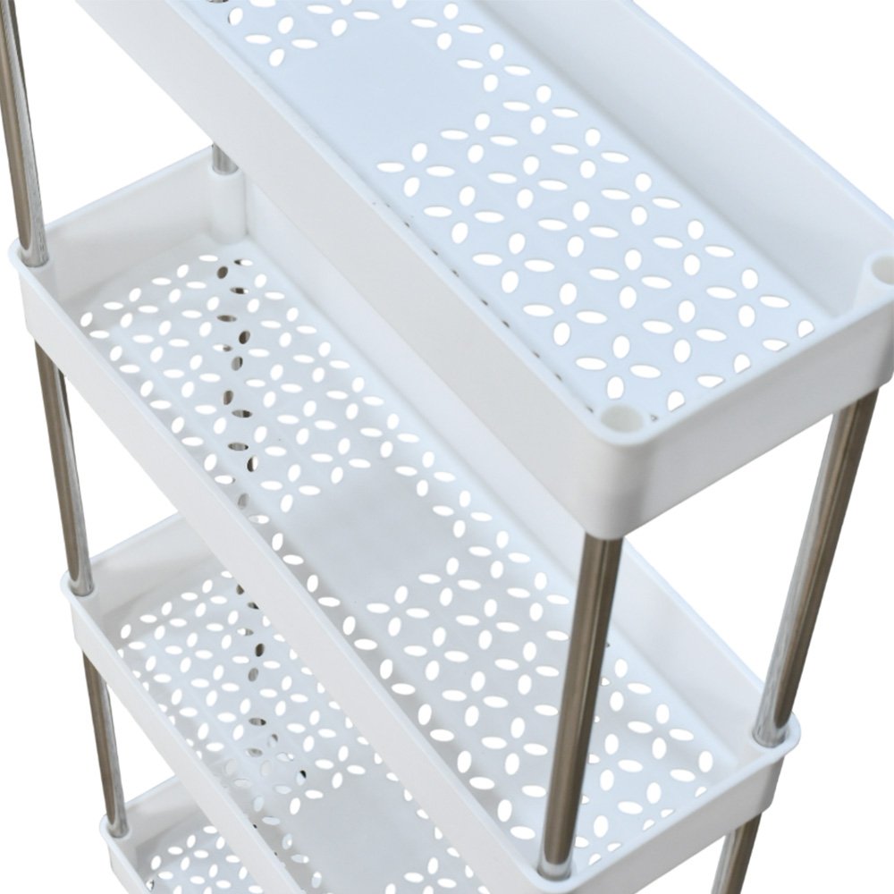 وحدة رفوف تخزين متحركة 4 أدوار أبيض وحدة رفوف تخزين متحركة 4 أدوار أبيض