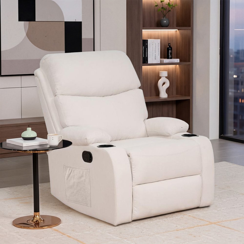 كرسي استرخاء هزاز دوار قماشي عصري بيج كرسي استرخاء هزاز دوار قماشي عصري بيج