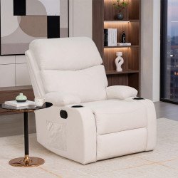 كرسي استرخاء هزاز دوار قماشي عصري بيج