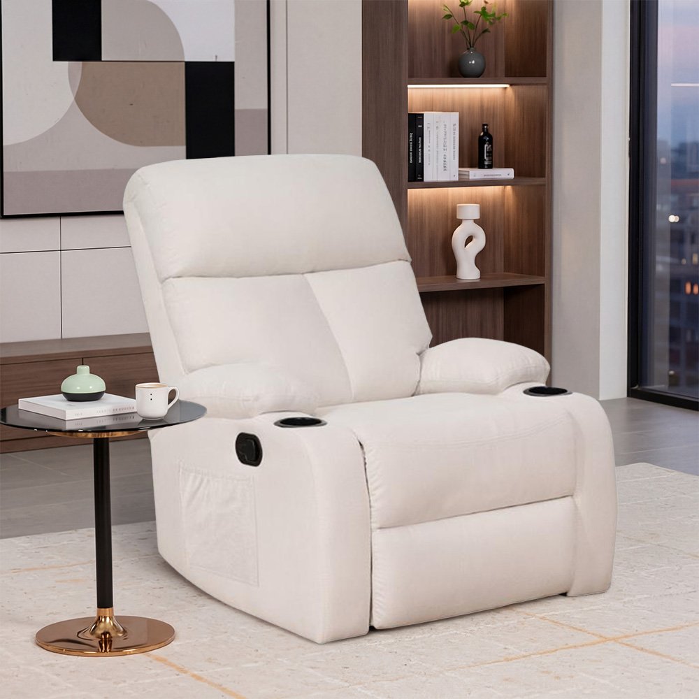 كرسي استرخاء هزاز دوار قماشي عصري بيج