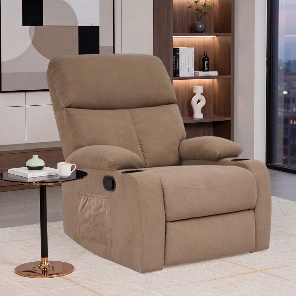 كرسي استرخاء هزاز دوار قماشي عصري بني